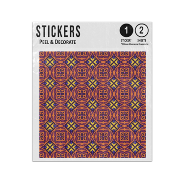 Picture of Abstract Ethnic Orange Purple Yellow Circle Seamless Pattern Sticker Sheets Twin Pack