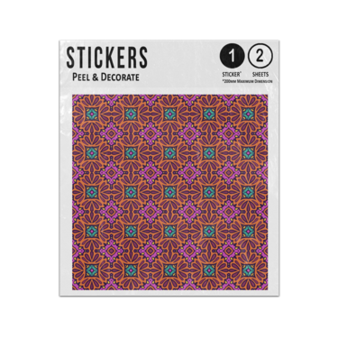 Picture of Abstract Ethnic Pink Orange Blue Square Seamless Pattern Sticker Sheets Twin Pack
