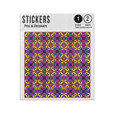Picture of Abstract Ethnic Purple Blue Yellow Square Seamless Pattern Sticker Sheets Twin Pack