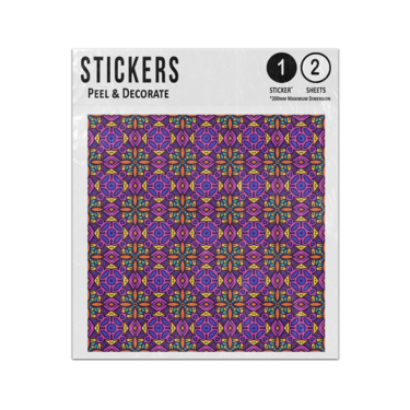 Picture of Abstract Ethnic Purple Diamond Blue Orange Seamless Pattern Sticker Sheets Twin Pack