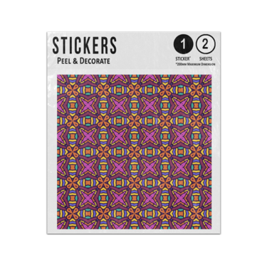 Picture of Abstract Ethnic Purple Orange Yellow Square Seamless Pattern Sticker Sheets Twin Pack