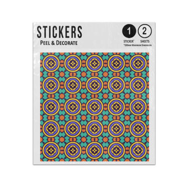 Picture of Abstract Ethnic Purple Yellow Circle Blue Seamless Pattern Sticker Sheets Twin Pack