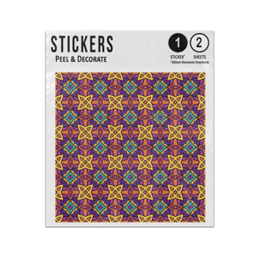 Picture of Abstract Ethnic Yellow Orange Cyan Purple Seamless Pattern Sticker Sheets Twin Pack