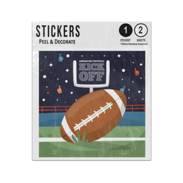 Picture of American Football Kick Off Text Ball Gloves Night Sky Cheer Sticker Sheets Twin Pack