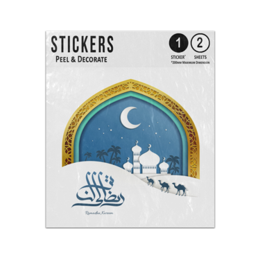Picture of Arched Frame Mosque Night Desert Ramadan Kareem Calligraphy Sticker Sheets Twin Pack