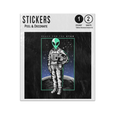 Picture of Astronaut Alien Reach For The Star Solo Moon Planet Sky Sticker Sheets Twin Pack