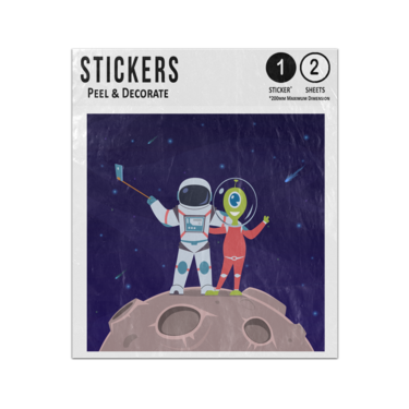 Picture of Astronaut Alien Spaceship Selfie Sky Outer Space Travel Sticker Sheets Twin Pack