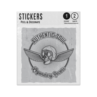 Picture of Authentic Soul Legendary Racers Text Helmet Logo Biker Wings Sticker Sheets Twin Pack