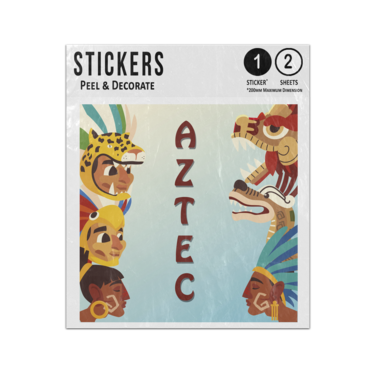 Picture of Aztec Lettering Snake Pyramid Weapon Natives Cartoon Culture Sticker Sheets Twin Pack