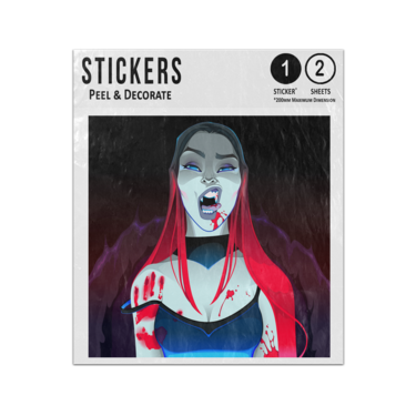 Picture of Beautiful Woman Vampire Hand Drawn Portrait Realistic Adult Sticker Sheets Twin Pack