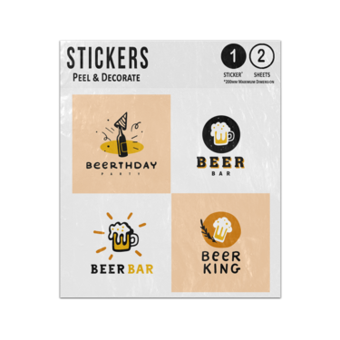Picture of Birthday Party Beer Bar King Alcohol Celebrate Badges Logos Sticker Sheets Twin Pack
