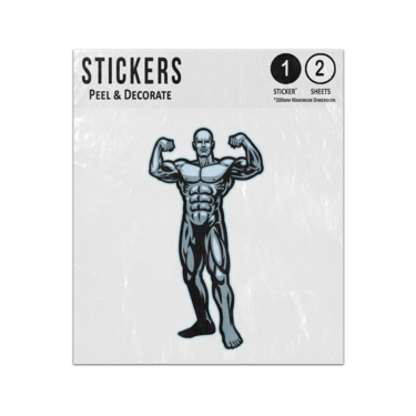 Picture of Body Builder Flexing Muscle Arms Strong Defined Illustration Sticker Sheets Twin Pack
