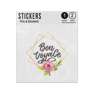 Picture of Bon Voyage Text Pink Rose Diamond Gold Frame Holiday Travel Sticker Sheets Twin Pack