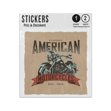 Picture of Classic American Motorcycles Text Bike Vintage Illustration Sticker Sheets Twin Pack