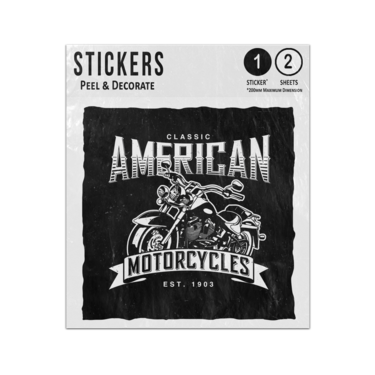 Picture of Classic American Motorcycles Text Bike Vintage Monochrome Sticker Sheets Twin Pack