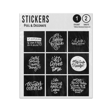 Picture of Coffee Hand Writing Lettering Typography Motivational Slogans Sticker Sheets Twin Pack