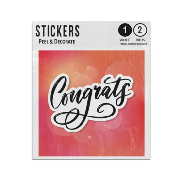 Picture of Congrats Black Text Pink Hazy Background Congratulations  Sticker Sheets Twin Pack