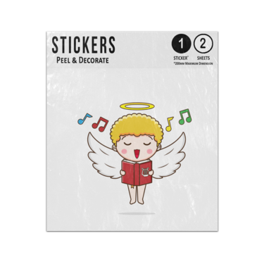 Picture of Cute Cartoon Cupid Wings Music Notes Singing Halo Fluttering Sticker Sheets Twin Pack