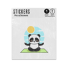 Picture of Cute Cartoon Panda Meditation Sitting Mat Sky Sun Background Sticker Sheets Twin Pack