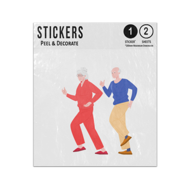 Picture of Elderly Running Couple Man Lady Stylish Motivational Drawing Sticker Sheets Twin Pack