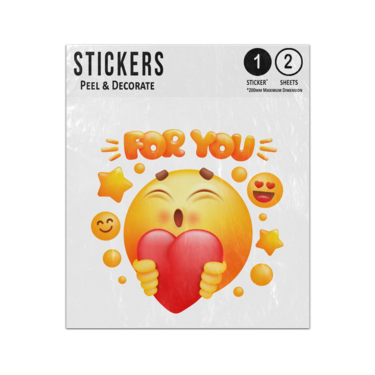 Picture of Emoji Cartoon Character Holding Big Red Love Heart For You Sticker Sheets Twin Pack