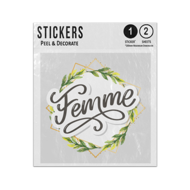 Picture of Femme Text Lettering Woman Wreath Branch Decorative Frame Sticker Sheets Twin Pack