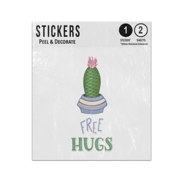 Picture of Free Hugs Message Green Cactus Cut Pink Flower Sticker Sheets Twin Pack