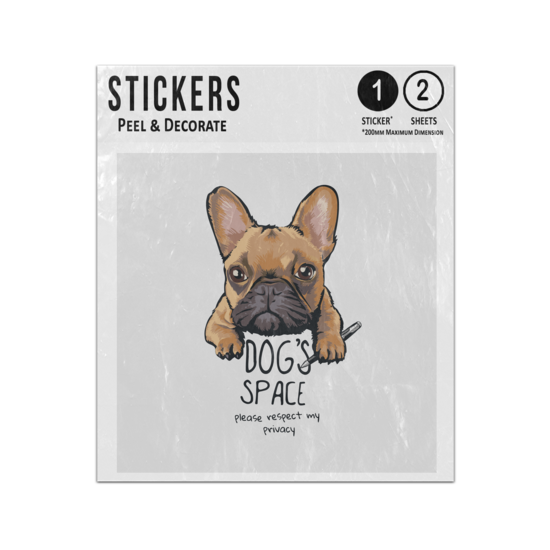 Picture of French Bull Dogs Space Please Respect My Privacy Sign Pen Sticker Sheets Twin Pack