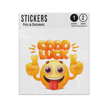 Picture of Good Luck Gold Text Yellow Emoji Fingers Crossed Smile Face Sticker Sheets Twin Pack