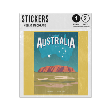Picture of Happy Australia Day Celebrate With Us Text Ayers Rock Image Sticker Sheets Twin Pack