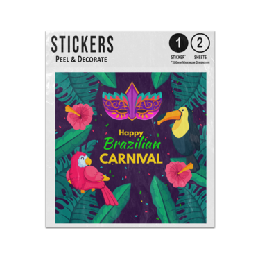 Picture of Happy Brazilian Carnival Samba Mask Rio Birds Flower Night Sticker Sheets Twin Pack