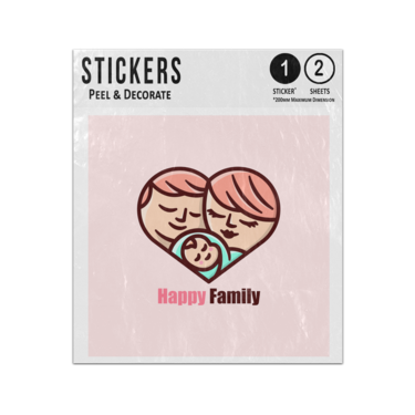 Picture of Happy Family Father Mother Baby Heart Shape Illustration Sticker Sheets Twin Pack