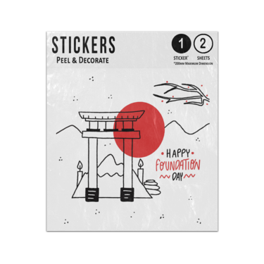 Picture of Happy Foundation Day Japan Red Rising Sun Arch Candle Hills Sticker Sheets Twin Pack