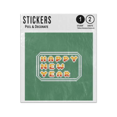 Picture of Happy New Year Pixel Yellow Text Banner Bubble Frame Sticker Sheets Twin Pack