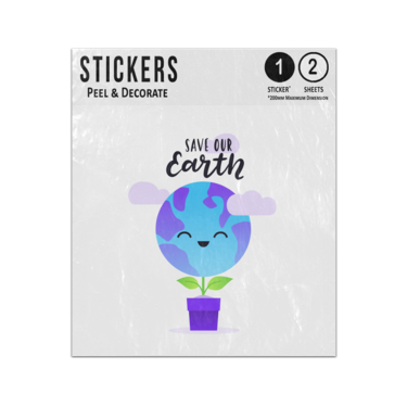 Picture of Happy Save Our Earth Day International Holiday Globe Plant Sticker Sheets Twin Pack