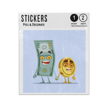 Picture of Happy Smiling Dollar Note Cent Coin Characters Cartoon Money Sticker Sheets Twin Pack