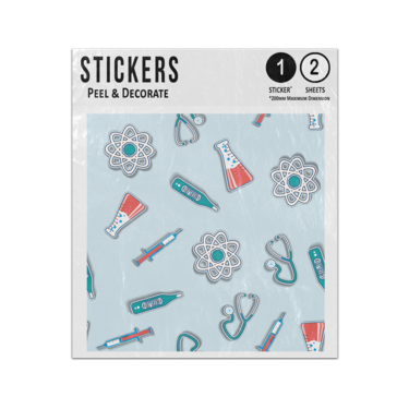 Picture of Health Medical Items Vaccine Stethoscope Syringe Virus Temp Sticker Sheets Twin Pack