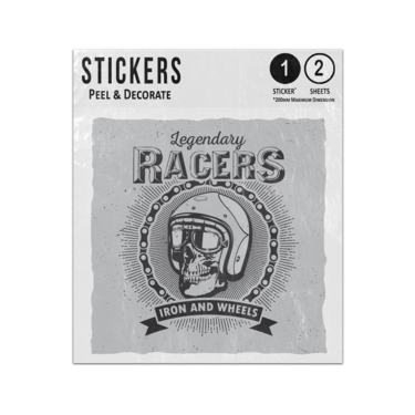 Picture of Legendary Racers Iron And Wheels Skull Biker Head Helmet Sticker Sheets Twin Pack