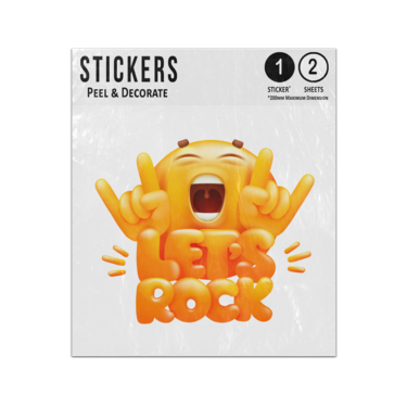 Picture of Lets Rock Gold Text Yellow Emoji Smile Face Party Peace Hand Sticker Sheets Twin Pack