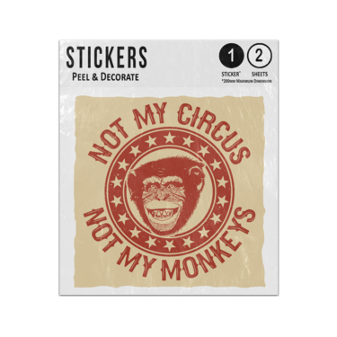 Picture of Not My Circus Not My Monkeys Star Frame Orange Retro Drawing Sticker Sheets Twin Pack