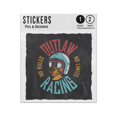 Picture of Outlaw Racing No Rule Not Limits Quote Skull Helmet Head Sticker Sheets Twin Pack