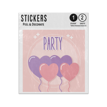 Picture of Party Purple Lettering Pink Love Heart Balloons Strings Star Sticker Sheets Twin Pack