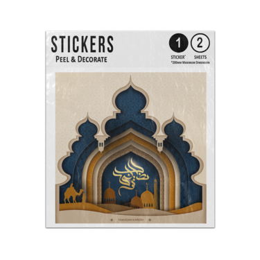 Picture of Ramadan Kareem Golden Calligraphy Arch Mosque Desert Night Sticker Sheets Twin Pack