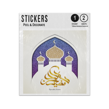 Picture of Ramadan Kareem Golden Calligraphy Arch Mosque Purple Blessed Sticker Sheets Twin Pack