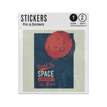 Picture of Road To Space Mission To Mars Text Red Planet Poster Vintage Sticker Sheets Twin Pack