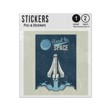 Picture of Road To Space Text Rocket Spaceship Start Up Night Sky Planet Sticker Sheets Twin Pack