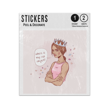 Picture of Spoiled Child Spoilt Birthday Girl Wearing Crown Arms Crossed Sticker Sheets Twin Pack
