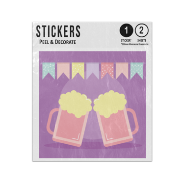 Picture of Two Clinking Beer Mugs Garland Celebrations Illustration Sticker Sheets Twin Pack