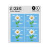Picture of White Daisy Cartoon Character Plant Smiling Blue Sky Sticker Sheets Twin Pack