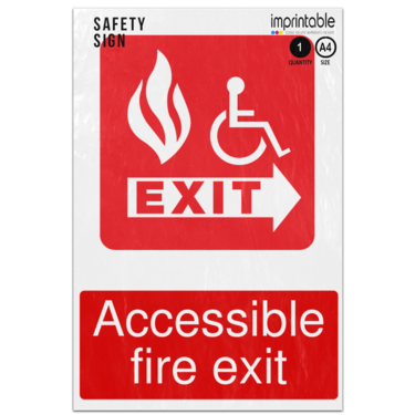 Picture of Accessible Fire Exit Emergency Equipment Adhesive Vinyl Sign